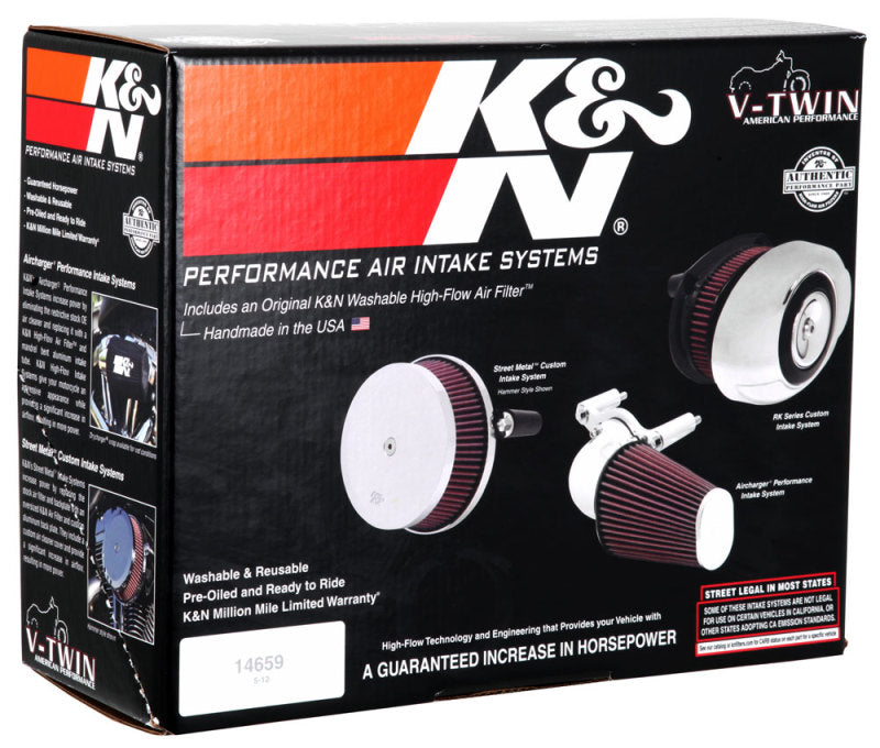 K&N 00-16 Harley-Davidson Street Metal Intake System Flare Black