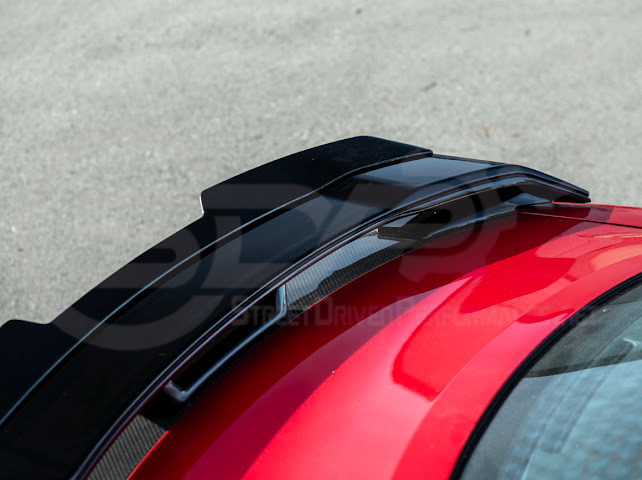 2024-UP FORD MUSTANG | DARKHORSE STYLE GLOSSY BLACK REAR TRUNK LID GURNEY FLAP WICKERBILL WING SPOILER