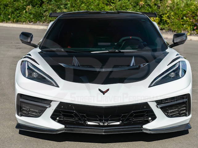 2020-PRESENT CHEVROLET CORVETTE C8 | ZR1 REPLICA STYLE CARBON FLASH FRONT VENTED HOOD