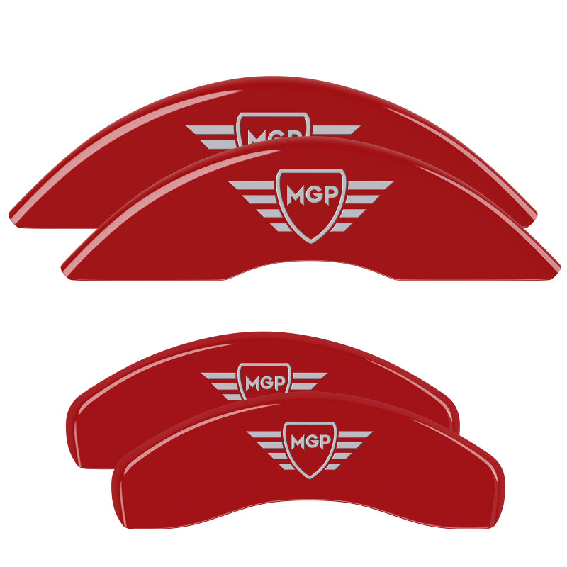 MGP 4 Caliper Covers Engraved Front & Rear MGP Red Finish Silver Char 2017 Infiniti QX30