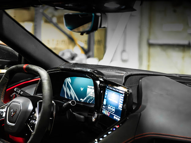 2020+ CHEVROLET CORVETTE C8 CARBON FIBER UPPER DASH INSTRUMENT PANEL FULL COVER KIT