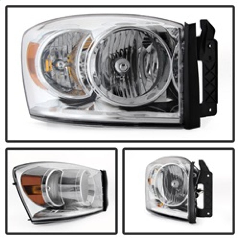 xTune Dodge Ram 1500 06-08 / Ram 2500/3500 06-09 Amber Crystal Headlights Chrome HD-JH-DR06-AM-C