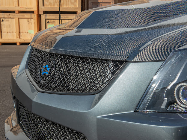 2009-2015 Cadillac CTS and CTS-V V2 | Carbon Fiber Hood Trim Molding Replacement