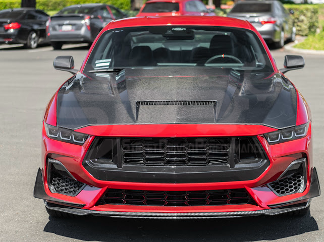 2024-Up Ford Mustang S650 | Terminator Style CARBON FIBER Front Vented Hood