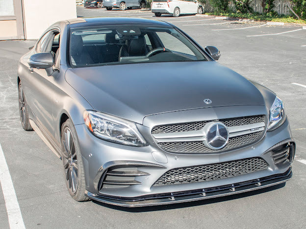 2019-Up MB C205 W205 Mercedes C-Class AMG Bumper CARBON FIBER Front Bumper Lip Splitter Ground Effects