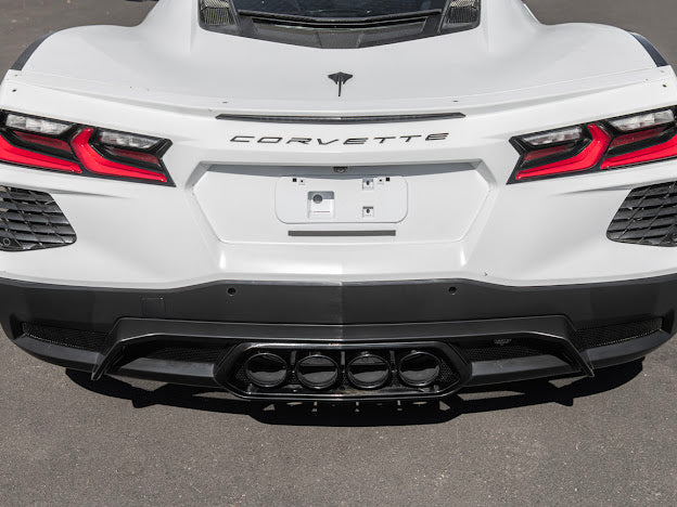2020-Up Corvette C8 | Z06 Style Rear Center Quad Tips Exhaust Exit Grille Diffuser