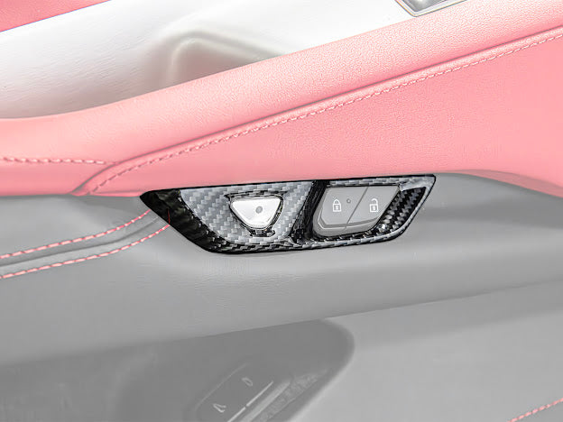 2020+ CHEVROLET CORVETTE C8 CARBON FIBER SIDE DOOR INTERIOR CONTROL BUTTON TRIM COVER