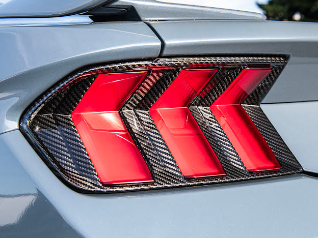 2024-UP FORD MUSTANG S650 | CARBON FIBER REAR TAIL LIGHT TRIM BEZEL COVERS PAIR