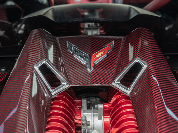 2023-Up Corvette C8 Z06 Coupe | RED CARBON FIBER Engine & Bay Panel Cover