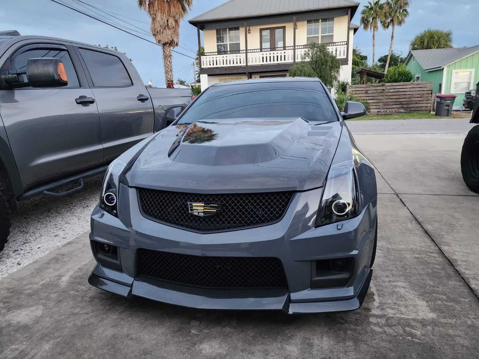 2009-2015 Cadillac CTS-V V2 SDP Style Double Sided Carbon Fiber Cowl Hood