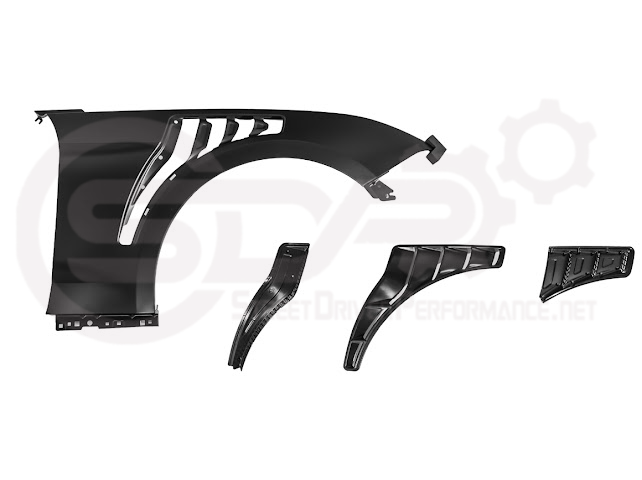 2018-2023 Ford Mustang S550 | GTD Style Primed Black Front Side Vented Fenders