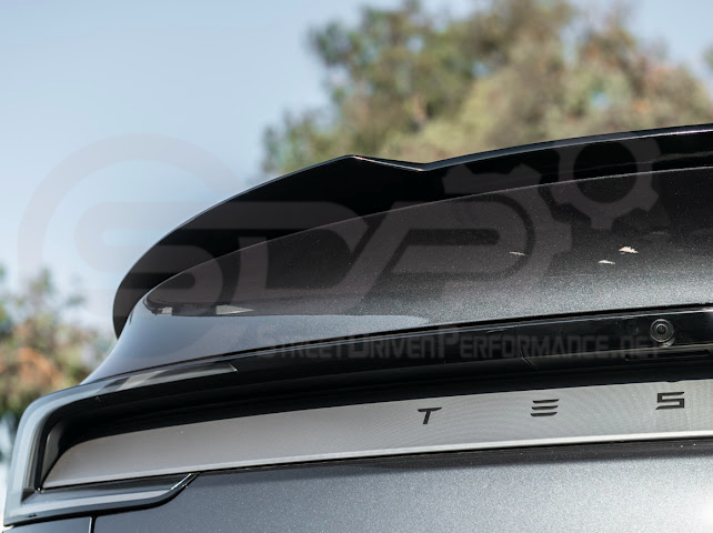 2025-UP TESLA MODEL Y | SDP TRACK STYLE GLOSS BLACK REAR TRUNK WING SPOILER