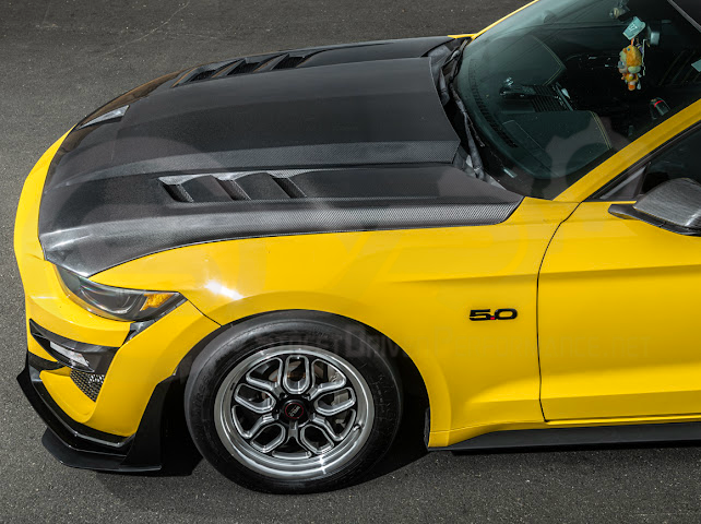 2015-2017 FORD MUSTANG S550 | TERMINATOR STYLE CARBON FIBER FRONT AIR VENTED HOOD