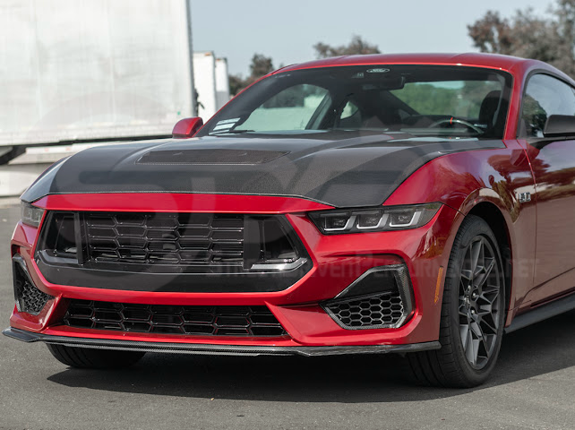2024-Up Ford Mustang S650 | Factory Style CARBON FIBER Front Hood with Hood Vent (2 versions)