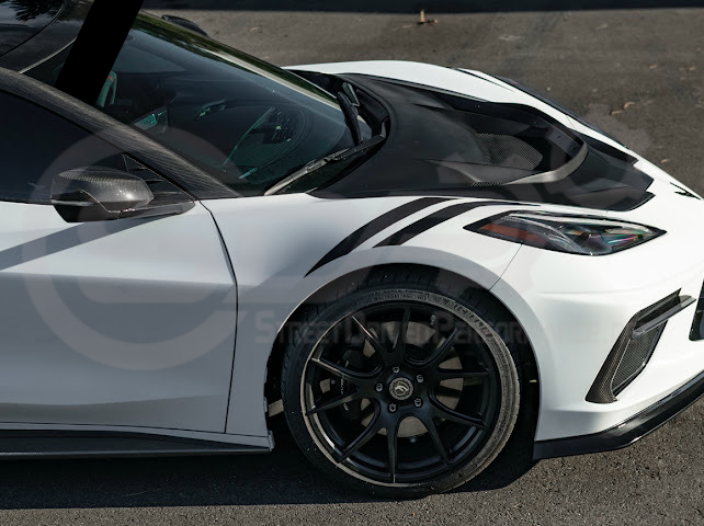 2020-PRESENT CHEVROLET CORVETTE C8 | ZR1 REPLICA STYLE  MATTE BLACK FRONT VENTED HOOD
