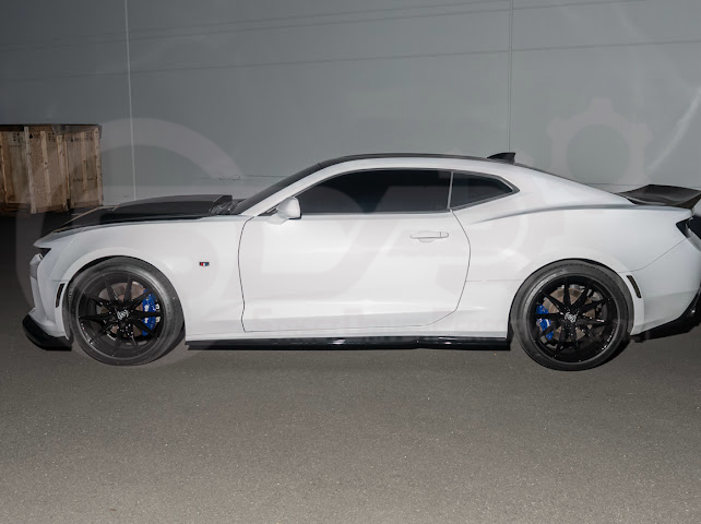 2016-2024 Camaro SS & 2019-2024 Chevrolet Camaro LT / LS / RS Models | SDP T6 Style GLOSSY BLACK Front Lip Splitter Side End Cap & Side Skirts Aero Kit