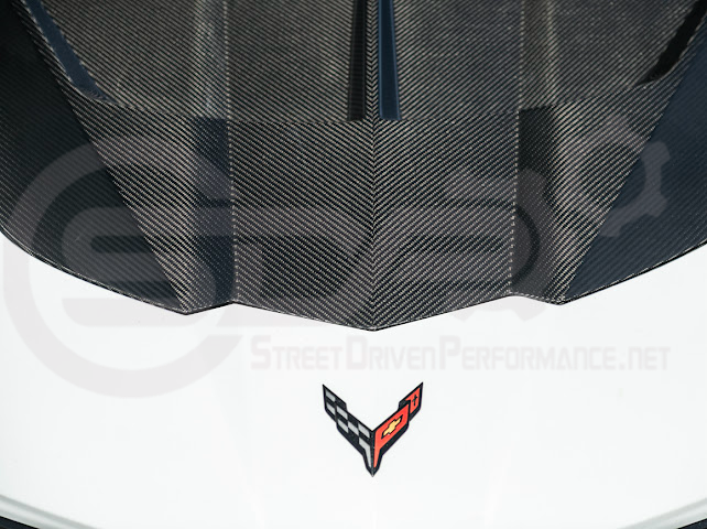 2020-PRESENT CHEVROLET CORVETTE C8 | SDP PERFORMANCE TRACK STYLE DOUBLE SIDED DRY CARBON FIBER FRONT HOOD