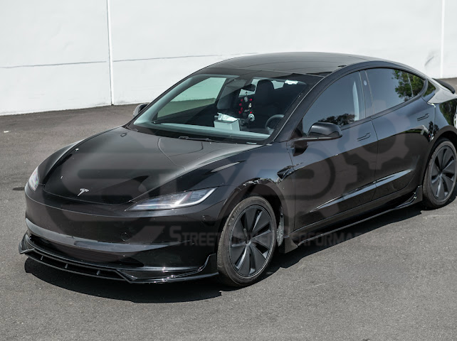 2024-UP TESLA MODEL 3 TRACK STYLE FRONT LIP SPLITTER GROUND EFFECTS