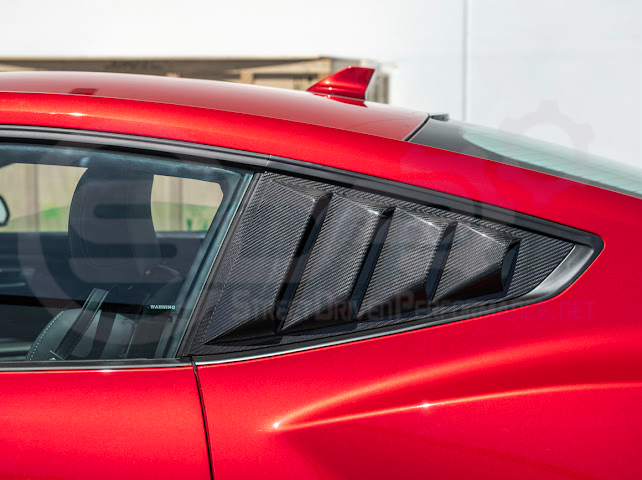 2024-UP FORD MUSTANG S650 | CARBON FIBER SIDE QUARTER WINDOW LOUVER SUN SHADE COVER