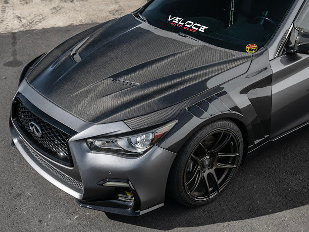 2014-Up Infiniti Q50 V37 | Performance CARBON FIBER Front Vented Hood