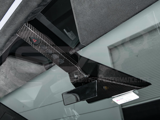 2024-Up Tesla Cybertruck | Interior DRY Carbon Fiber Rear View Mirror Upper Trim Cover