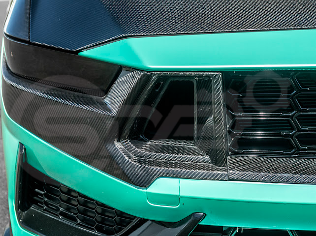 2024-Up Ford Mustang S650 Dark Horse | CARBON FIBER Front Upper Grille Insert Trim Pair