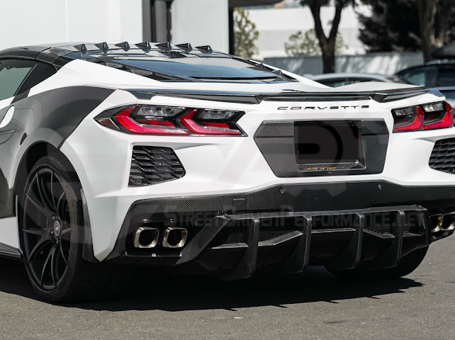 2020-Up Chevrolet Corvette C8 Stingray & Z51 | Carbon Fiber Rear Spoiler Wing Delete Hole Panel Cover