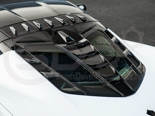 2020+ CORVETTE C8 ALL MODELS | ZR1 STYLE CARBON FLASH REAR WINDOW HATCH VENT LOUVER COVER