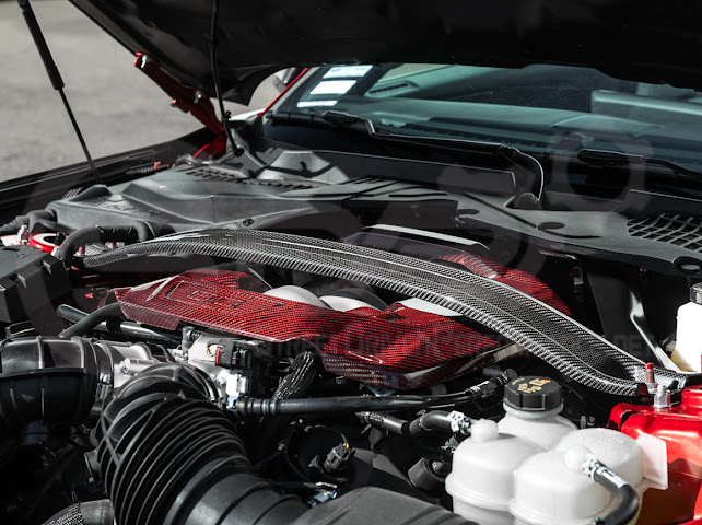 2024-Up Ford Mustang S650 | S650 Dark Horse Style CARBON FIBER Engine Strut Brace Balance Tower Bar
