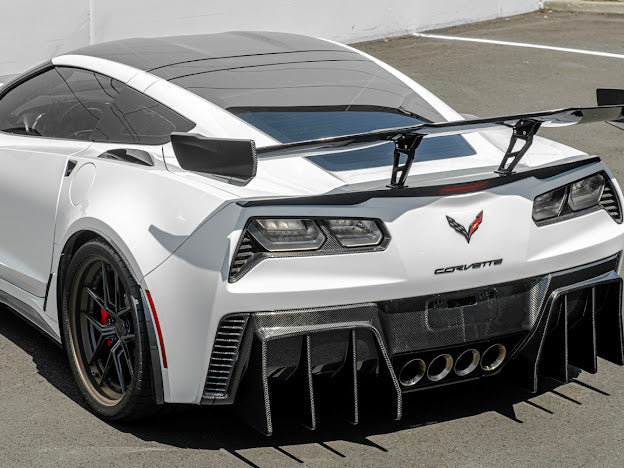 2014-2019 CORVETTE C7 | CARBON FIBER ZR1 EXTENDED REAR SPOILER HIGH WING
