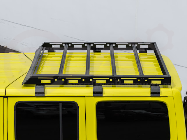 2018-UP JEEP WRANGLER JL & 2020-PRESENT JEEP GLADIATOR JT | CARBON STEEL BLACK TOP ROOF CARGO RACK (FULL & HALF LENGTH)