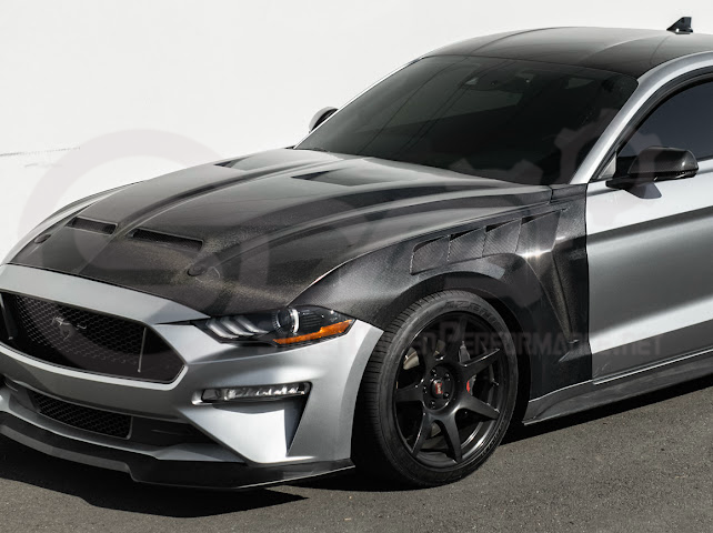 2018-2023 FORD MUSTANG S550 | GTD STYLE FRONT SIDE VENTED FENDERS (CARBON FIBER OR PRIMED BLACK)