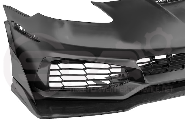 2005-2013 Corvette C6 Z06 | C7 ZR1 Style Primer Black Front Bumper Conversion Kit Replacement