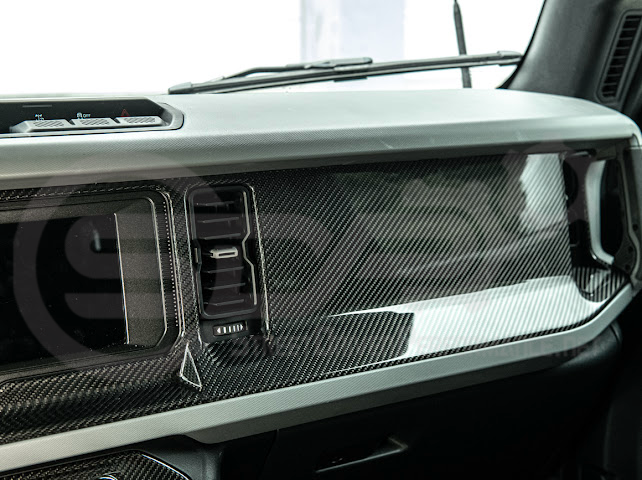 2021-UP FORD BRONCO CARBON FIBER PASSENGER SIDE DASHBOARD AC OUTLET PANEL COVER