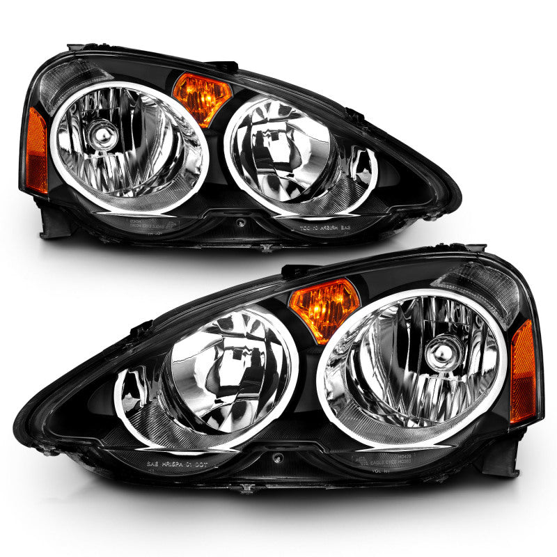 ANZO 2002-2004 Acura RSX Crystal Headlights Black