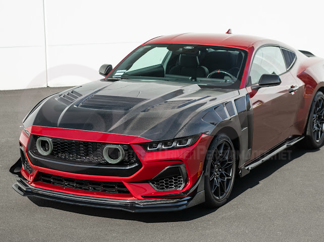 2024-Up Ford Mustang S650 | GTV Style GLOSSY BLACK Add-On Front Lip Splitter Ground Effects