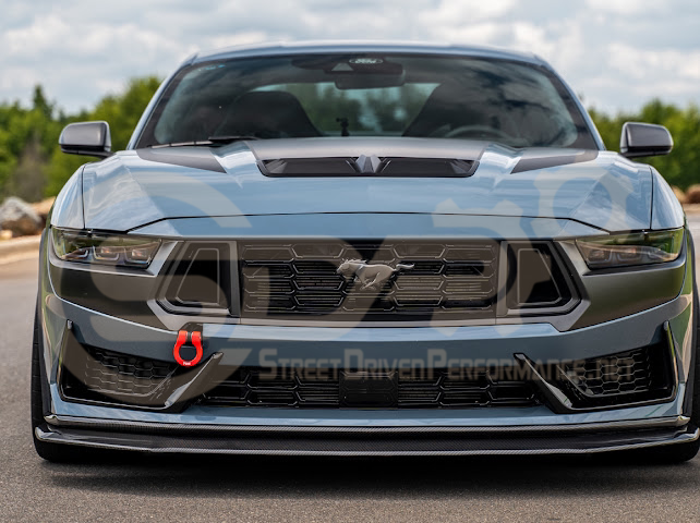 2024-Up Ford Mustang S650 | Dark Horse Factory Style CARBON FIBER Front Bumper Lip Splitter Ground Effects