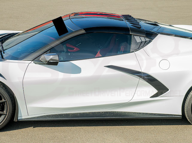 2020-Up Corvette C8 | SDP Performance Style Carbon Fiber Side Quarter Window Louver Sun Shade Cover