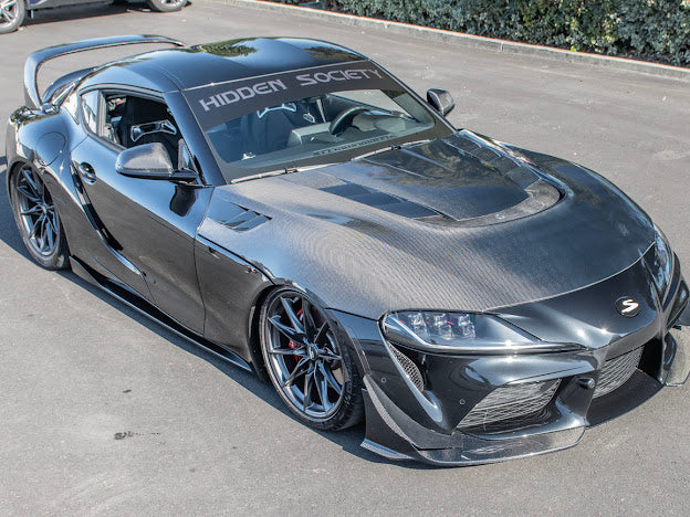 2020-UP TOYOTA SUPRA A91 CARBON FIBER FRONT SPLITTER LIP GROUND EFFECTS (2 PEICE)