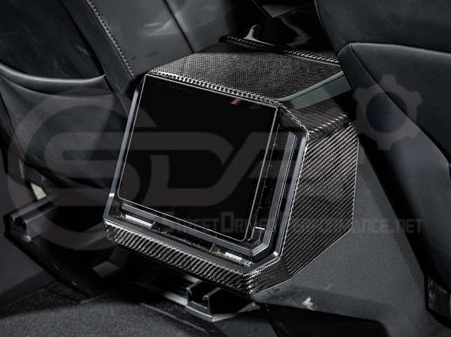 2024-Up Tesla Cybertruck | Interior DRY Carbon Fiber Rear Display Lower Trim Cover