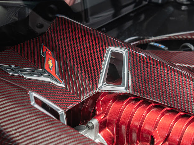 2023-Up Corvette C8 Z06 Coupe | RED CARBON FIBER Engine & Bay Panel Cover