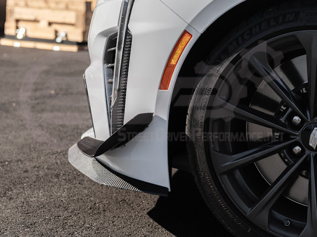 2020-UP CADILLAC CT4-V BLACKWING | CARBON FIBER FRONT LIP SPLITTER WITH CANARDS GROUND EFFECTS