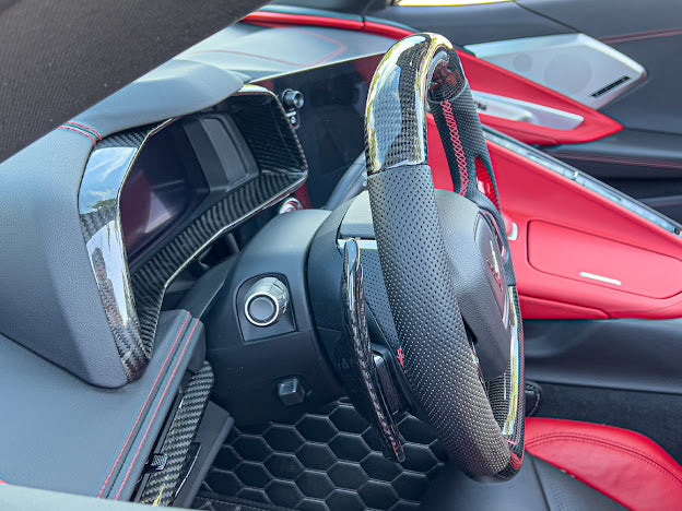 2020+ CHEVROLET CORVETTE C8 CARBON FIBER SPEEDOMETER GAUGE CLUSTER COVER