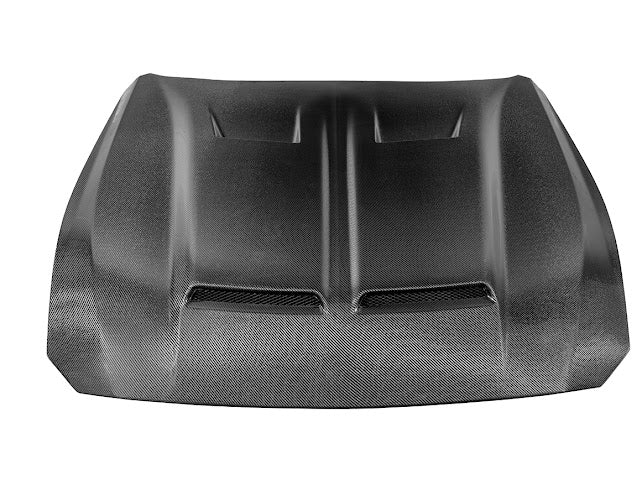 2024-UP FORD MUSTANG S650 | S550 SUPER SNAKE STYLE CARBON FIBER FRONT VENTED HOOD