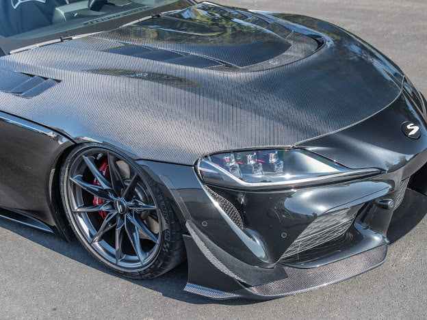 2020-UP TOYOTA SUPRA A91 CARBON FIBER FRONT SPLITTER LIP GROUND EFFECTS (2 PEICE)
