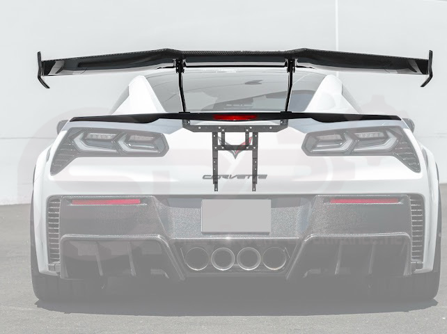 2014-2019 CHEVROLET CORVETTE C7  | EXTENDED REAR HIGH SPOILER WITH WING RISER