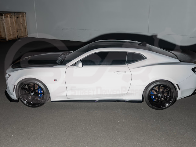 2016-2024 Camaro SS & 2019-2024 Chevrolet Camaro LT / LS / RS Models | SDP T6 Style GLOSSY BLACK Front Lip Splitter Side End Cap & Side Skirts Aero Kit