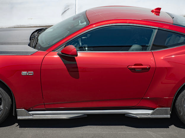 2024-UP FORD MUSTANG S650 | GT350R PERFORMANCE STYLE CARBON FIBER SIDE SKIRTS EXTENSION ROCKER PANELS GROUND EFFECTS