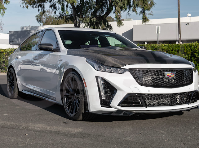 2022-UP CADILLAC CT5-V BLACKWING SEDAN | CARBON FIBER FACTORY EXTENDED STYLE FRONT LIP SPLITTER GROUND EFFECTS