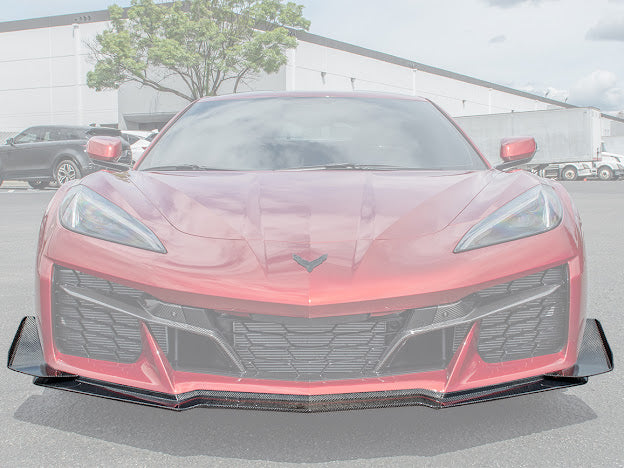 2023+ CHEVROLET CORVETTE C8 Z06 & E-RAY | Z07 PERFORMANCE PACKAGE CARBON FIBER LIP SPLITTER GROUND EFFECTS WITH CANARDS